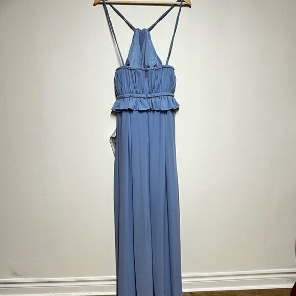 NWT Dress The Population Periwinkle Blue Goddess Athena Gown Sz L 10/12 - Picture 7 of 9